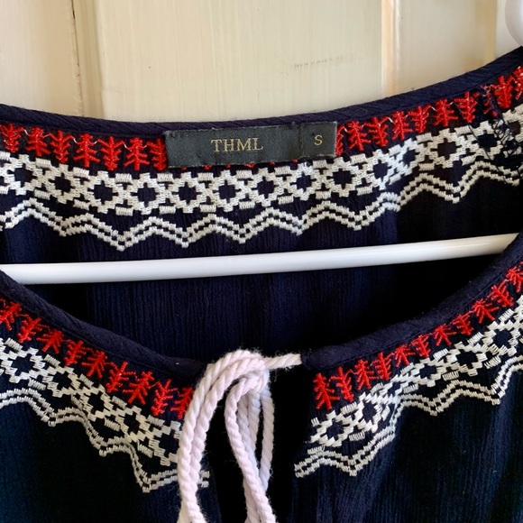 THML Anthropologie embroidered boho peasant top - Picture 9 of 14